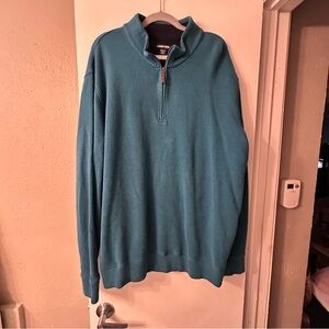 Lands’ End Men's Turquoise Blue 1/4 Zip-Up Sweater Size 2XLT